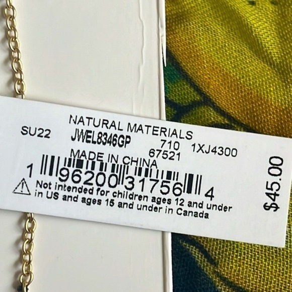 Brand New Lucky Brand Abalone Teardrop Pendant Long Necklace Gold Tone Vintage - Picture 13 of 14